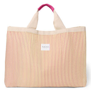gestreepte strandtas Poplin Beach Bag geel