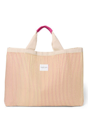 gestreepte strandtas Poplin Beach Bag geel