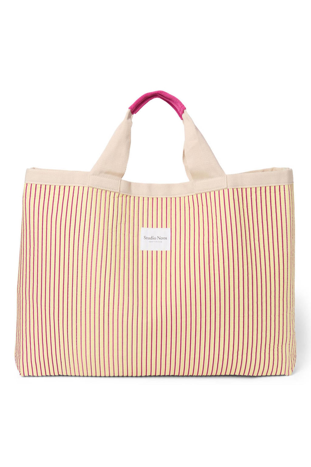 Studio Noos gestreepte strandtas Poplin Beach Bag geel