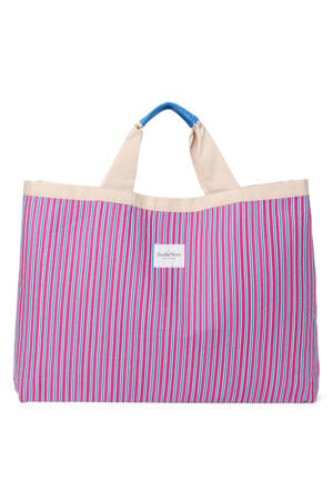 gestreepte strandtas Poplin Beach Bag paars