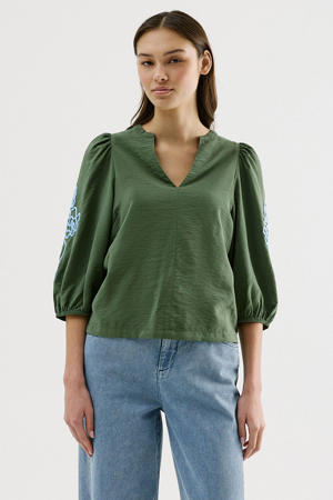 denim top groen