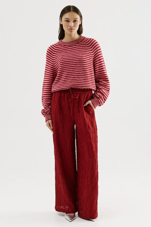 wide leg regular waist broek rood