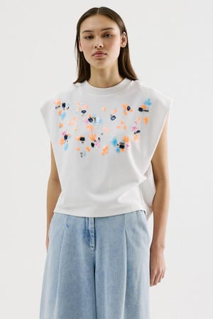 gebloemd T-shirt lichtblauw