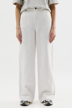 wide leg high waist broek beige