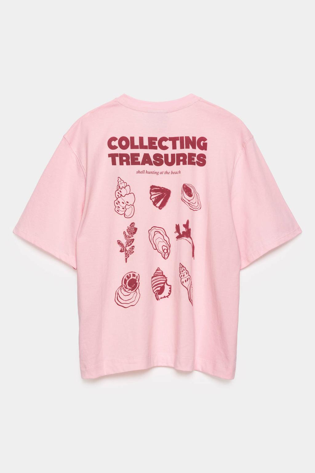 Roze en rode dames CKS T-shirt van katoen met backprint, korte mouwen en ronde hals