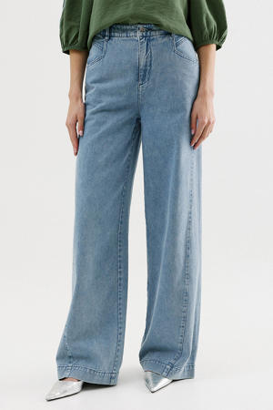 wide leg jeans medium blue denim