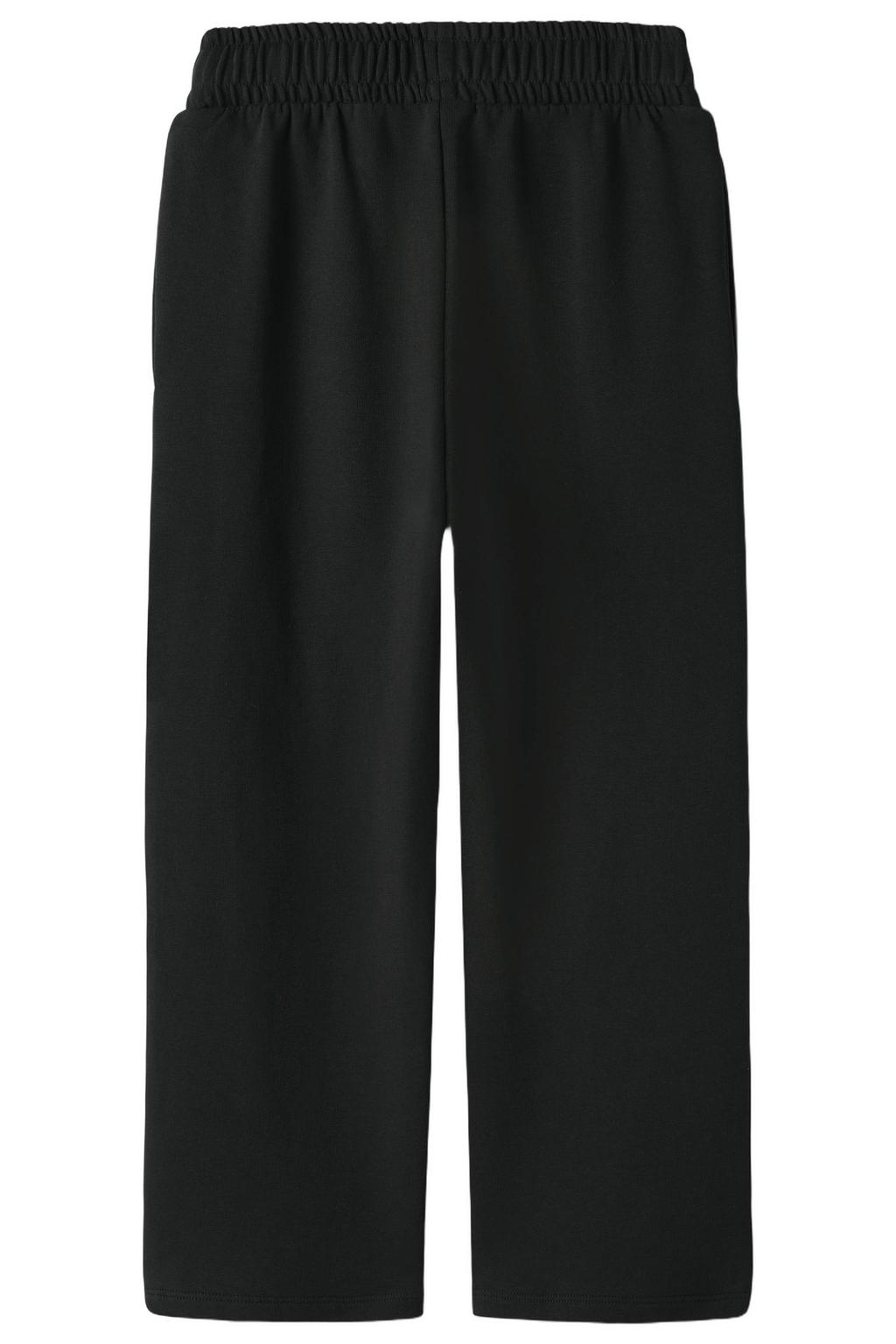 Zwarte jongens NAME IT KIDS straight casual broek van katoen met regular waist, elastische tailleband en effen