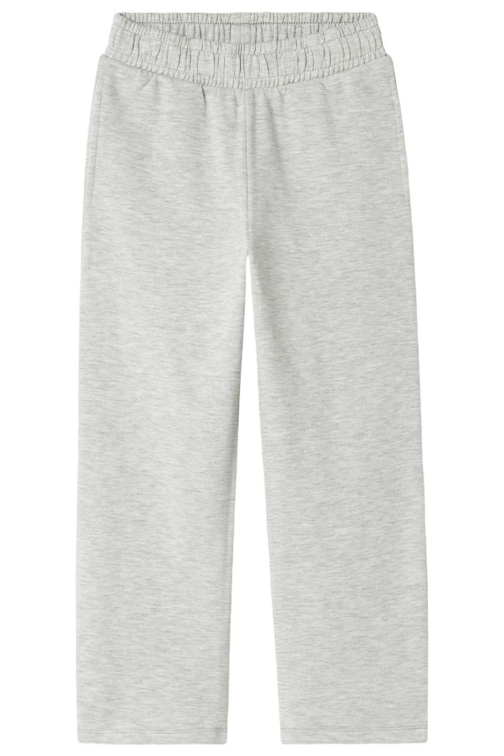 Lichtgrijze jongens NAME IT KIDS straight casual broek van katoen met regular waist, elastische tailleband en effen