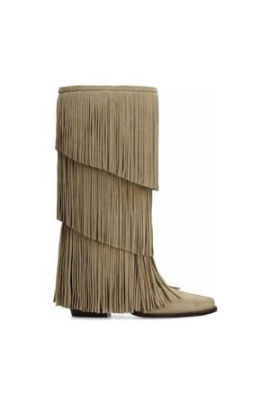 suède cowboylaarzen met franjes beige
