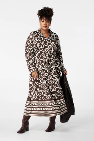 A-lijn jurk met paisley print bruin