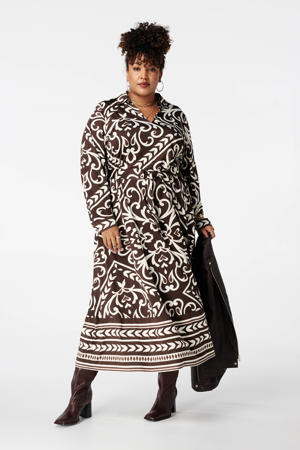 A-lijn jurk met paisley print bruin