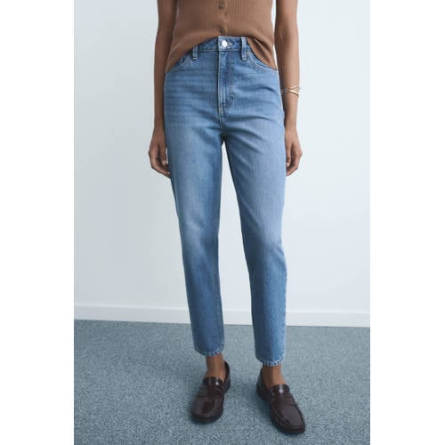 Mango high waist mom jeans light blue denim afbeelding