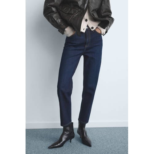 Mango high waist slim fit jeans dark blue denim afbeelding
