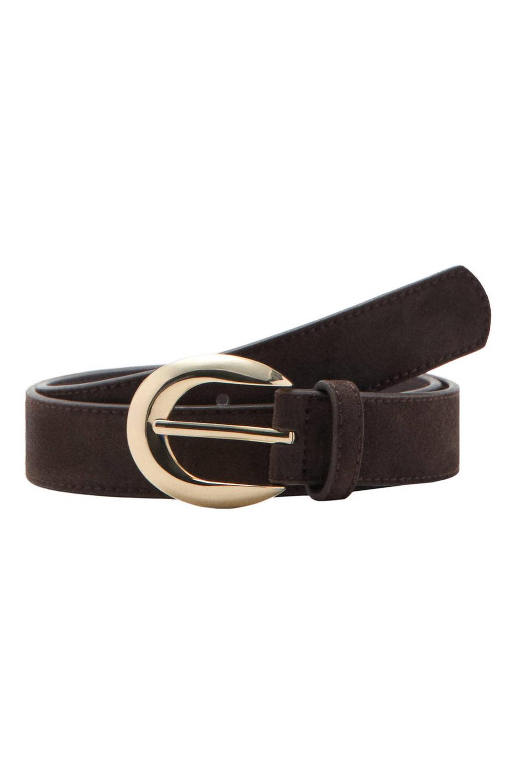 Mango suede riem donkerbruin