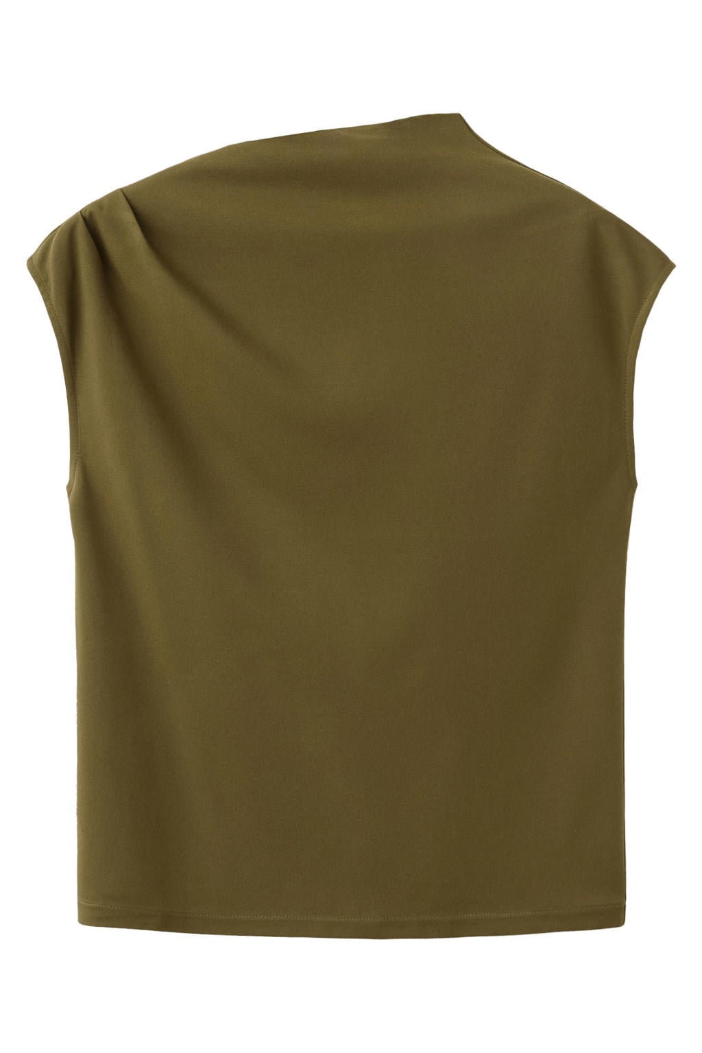 Kakikleurige dames Mango asymmetrische top met effen en boothals