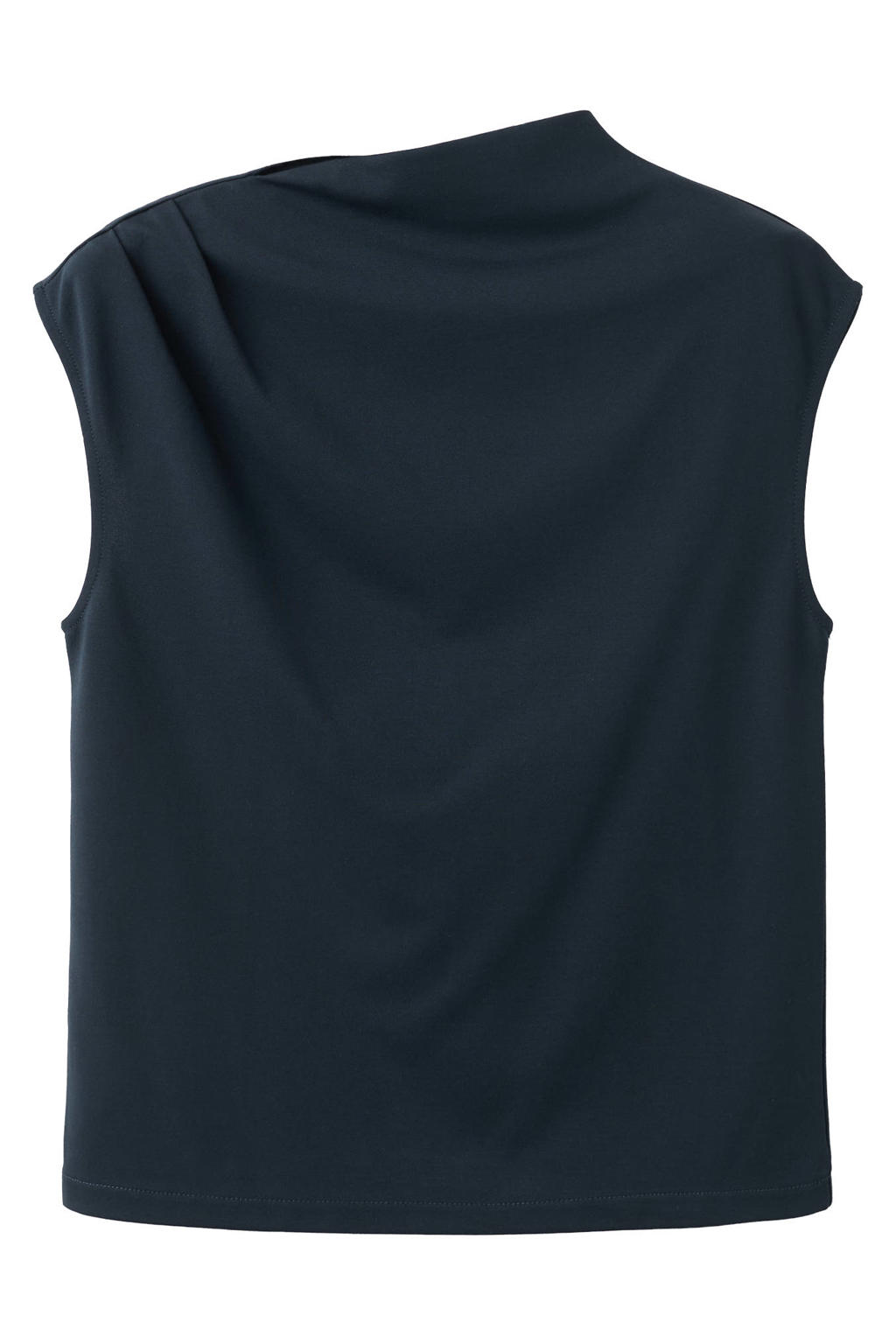 Donkerblauwe dames Mango asymmetrische top met effen en boothals