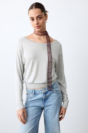 off shoulder trui grijs melange
