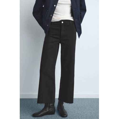 Mango high waist cropped jeans black denim afbeelding