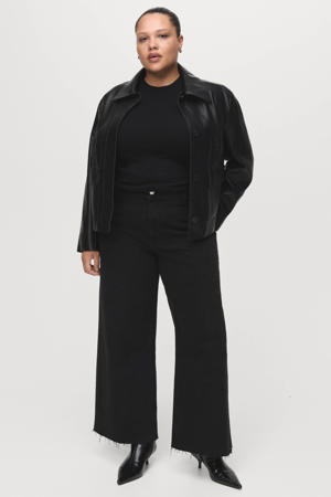 high waist cropped jeans black denim