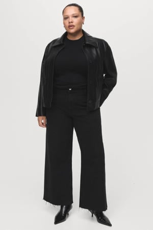 high waist cropped jeans black denim