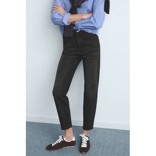 Mango high waist mom jeans black denim afbeelding