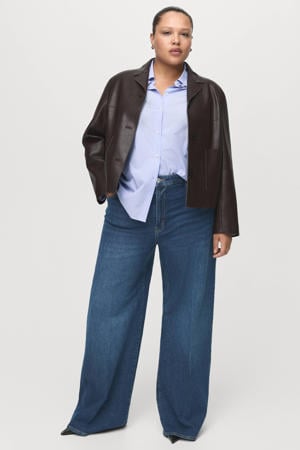 high waist wide leg jeans dark blue denim