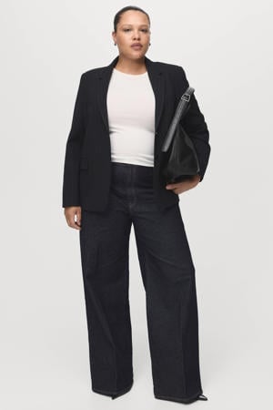 high waist wide leg jeans dark blue denim