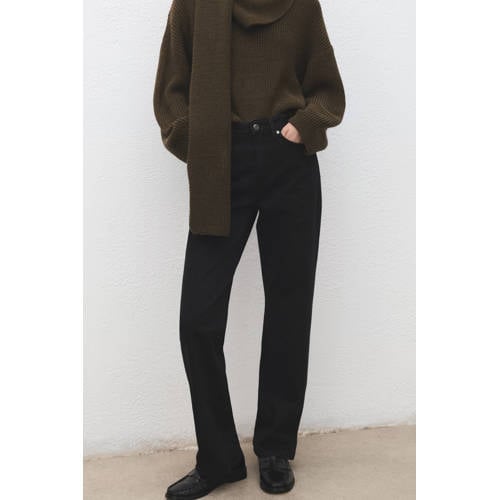 Mango straight leg jeans black denim afbeelding