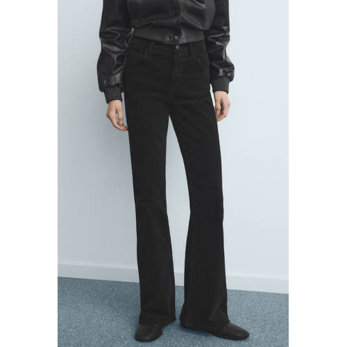 Mango high waist flared jeans black denim afbeelding