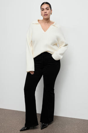 high waist flared jeans black denim