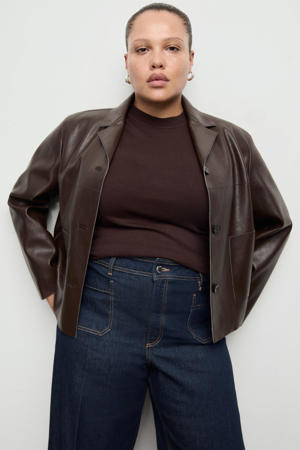 wide leg jeans dark blue denim