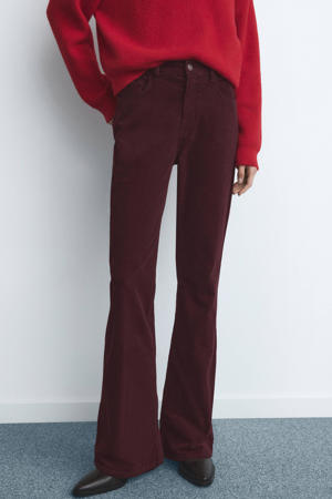 high waist flared jeans donkerrood