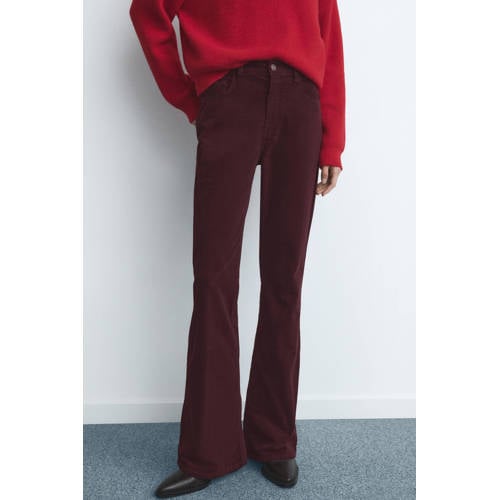 Mango high waist flared jeans donkerrood afbeelding