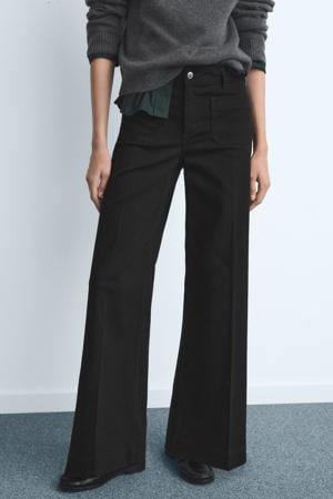 high waist wide leg jeans black denim