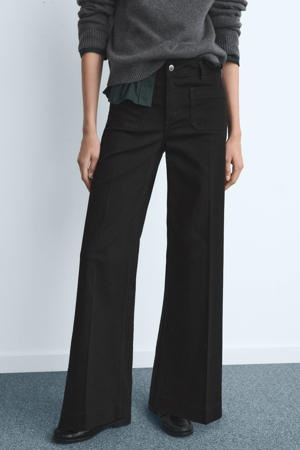 high waist wide leg jeans black denim