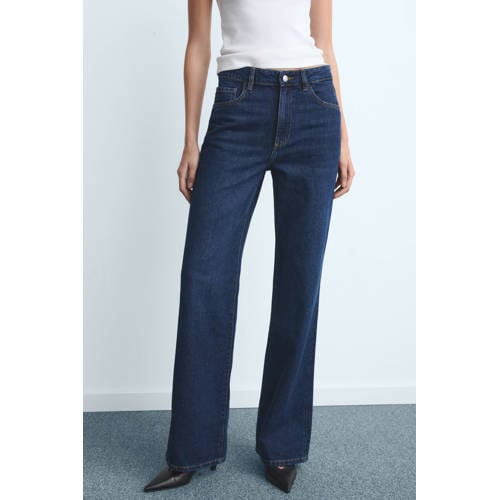 Mango straight leg jeans dark blue denim afbeelding