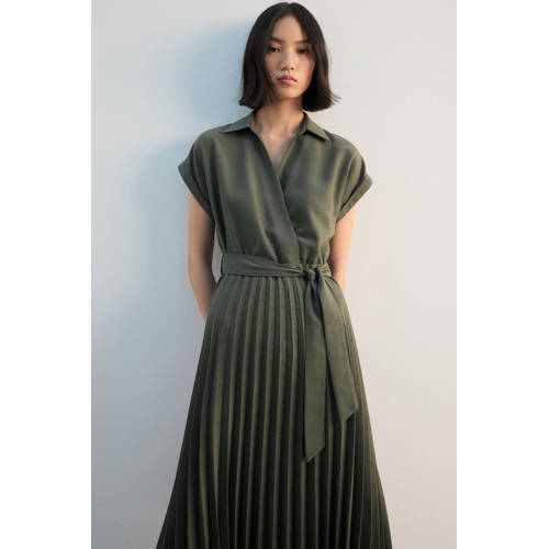 Mango midi jurk kaki afbeelding