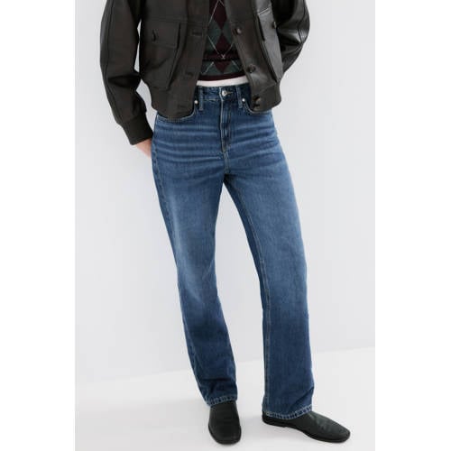Mango straight leg jeans medium blue denim afbeelding