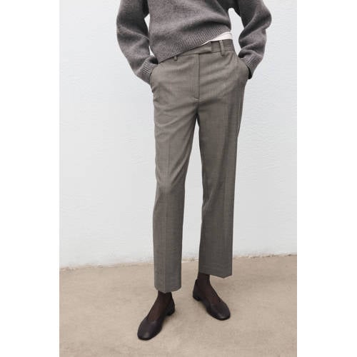 Mango straight regular waist pantalon grijs afbeelding