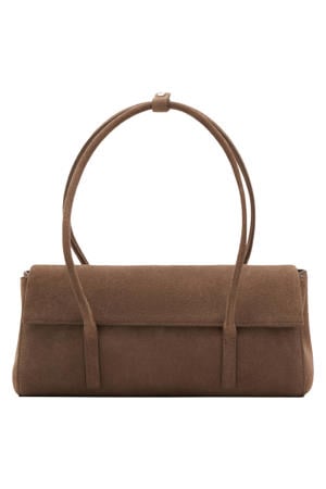 suede schoudertas bruin