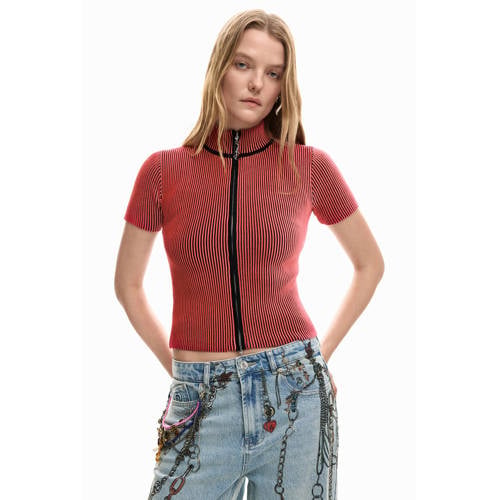 Desigual top met krijtstreep rood afbeelding