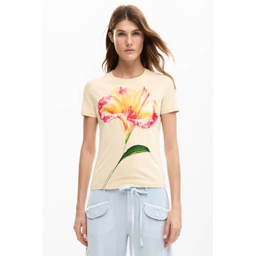 Desigual gebloemde T-shirt ecru afbeelding