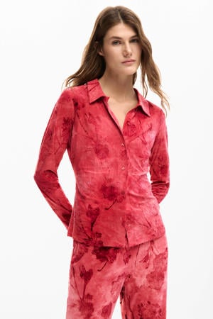 gebloemde blouse rood