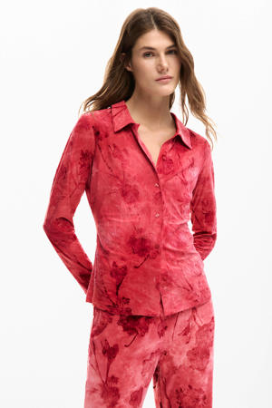 gebloemde blouse rood
