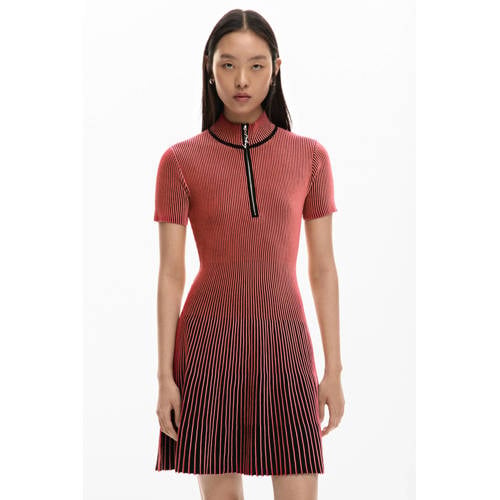 Desigual jurk met col met krijtstreep rood afbeelding