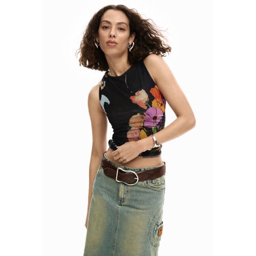 Desigual gebloemde top zwart afbeelding