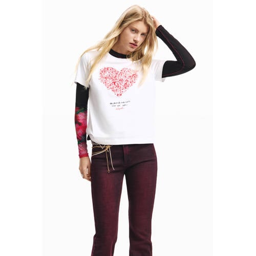 Desigual T-shirt met hartjes wit afbeelding