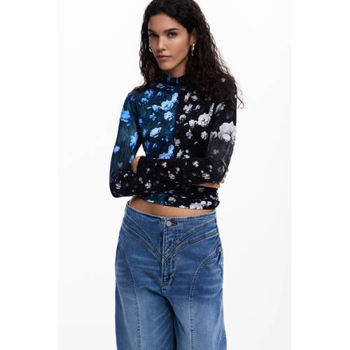 Desigual gebloemde top zwart afbeelding