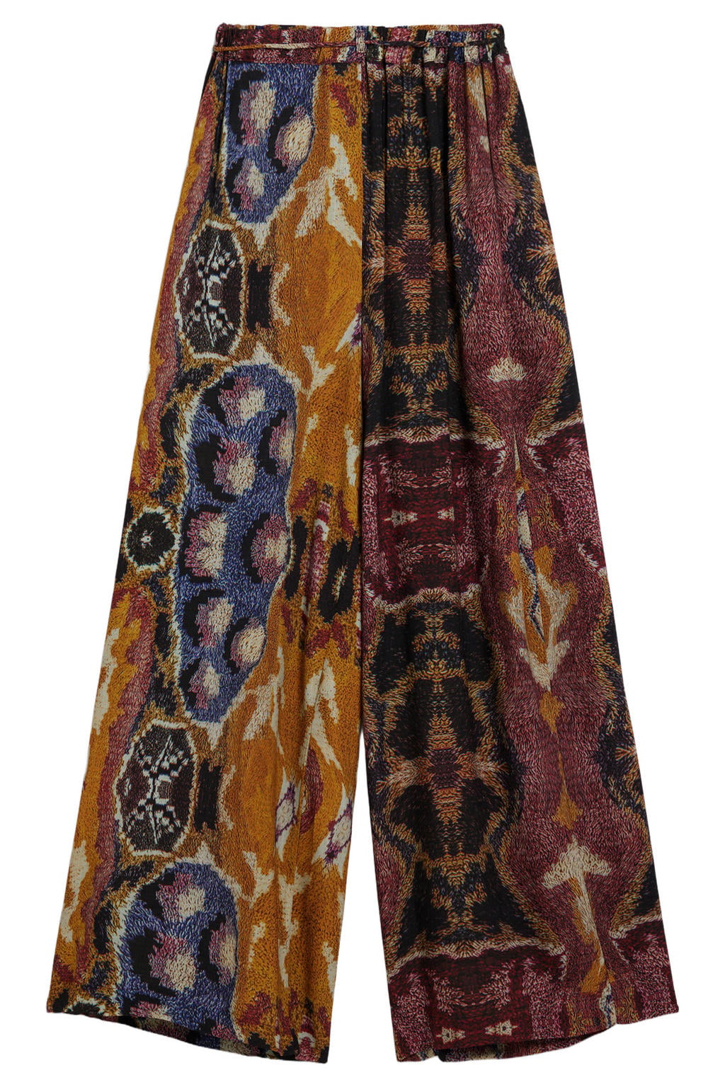 Multikleurige dames Desigual regular waist casual broek van viscose met loose fit en elastische tailleband met koord