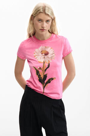 gebloemde T-shirt roze